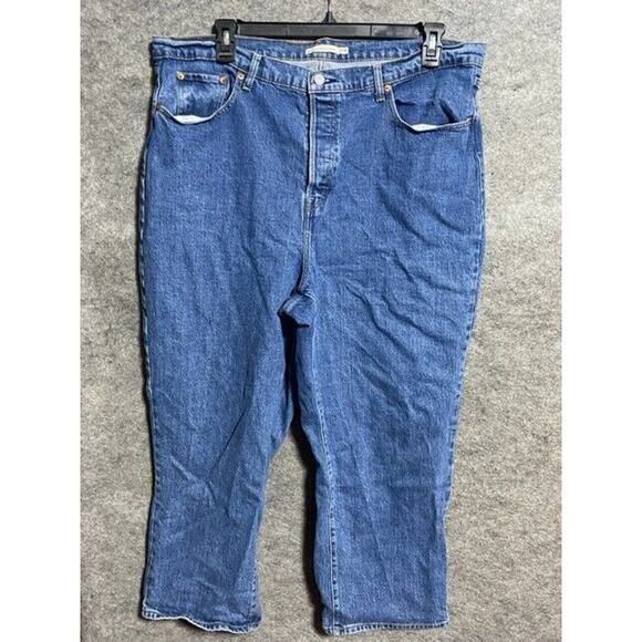 Levi's Ribcage Straight Jeans Womens Plus Size 20W Ankle Length Stretch Denim - Picture 1 of 11